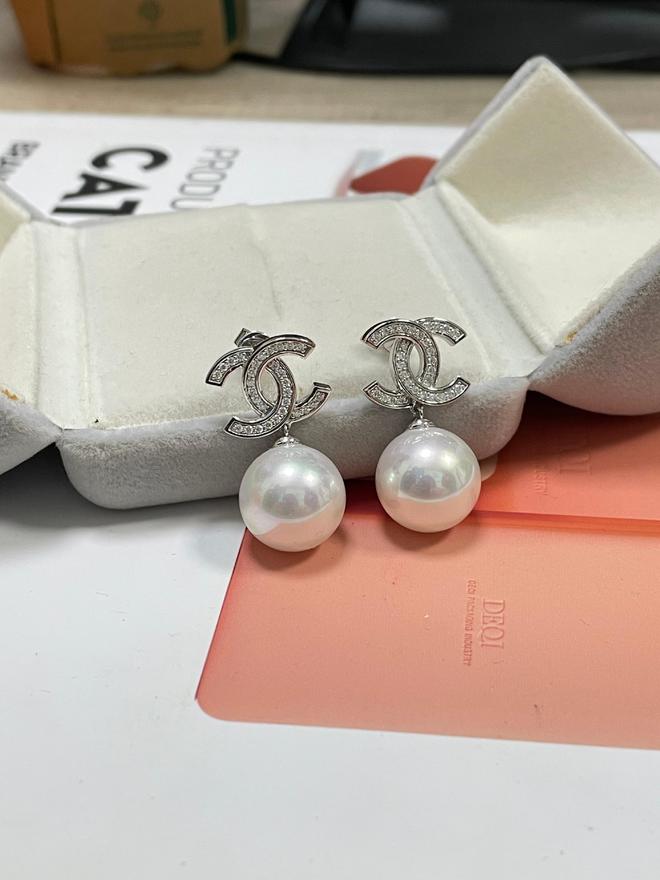 9K白金14mm珍珠莫桑钻耳钉开元棋牌春夏闪耀新宠：来图定制